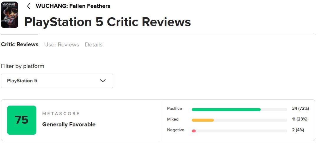 میانگین امتیازات بازی در وبسایت متاکریتیک