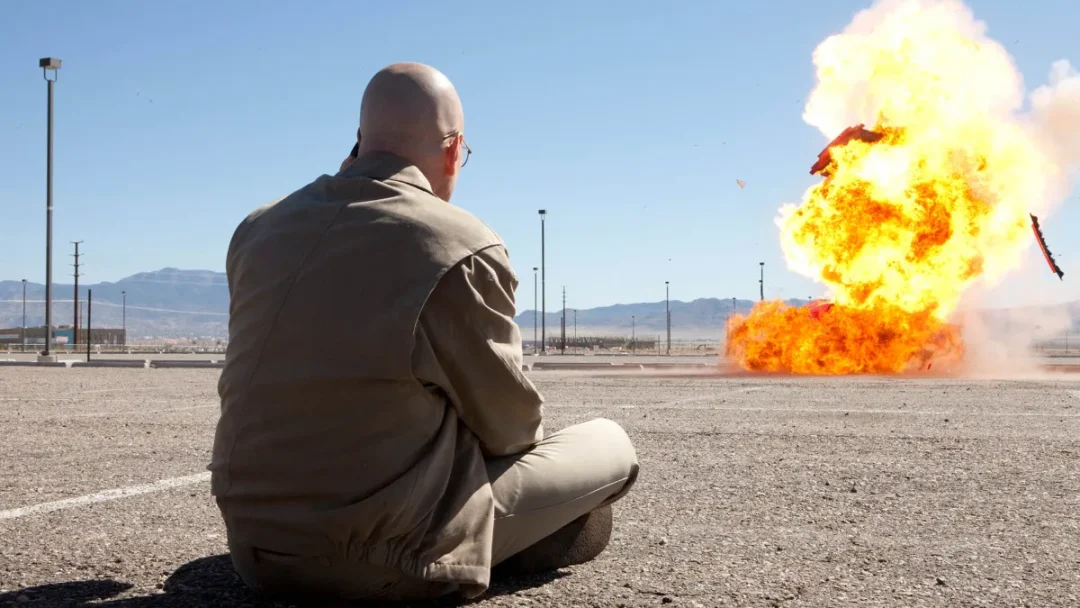 والتر وایت در بریکینگ بد یک انفجار را تماشا میکند