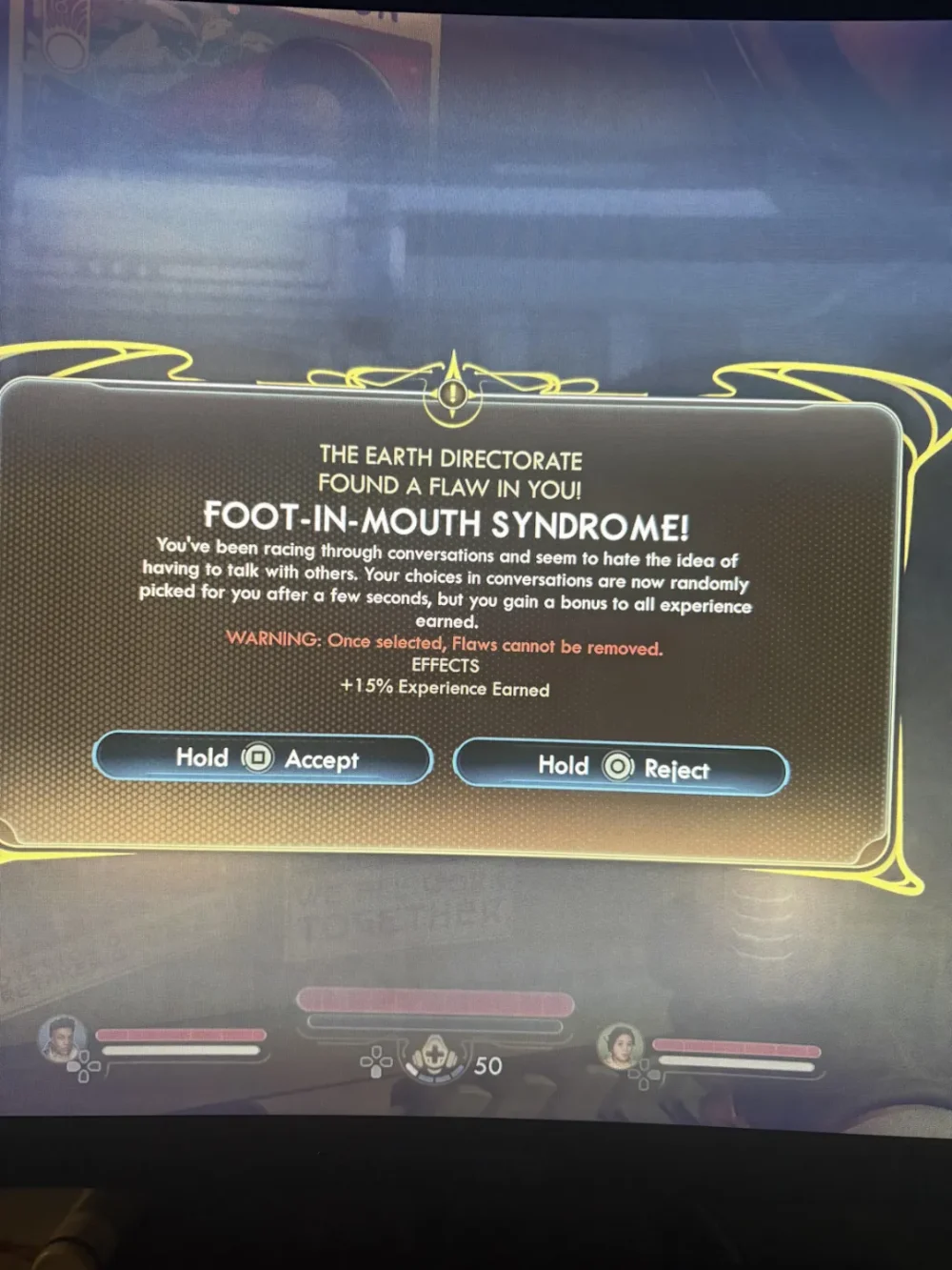 ویژگی سندروم پای در دهان (Foot-In-Mouth Syndrome) در بازی The Outer Worlds 2