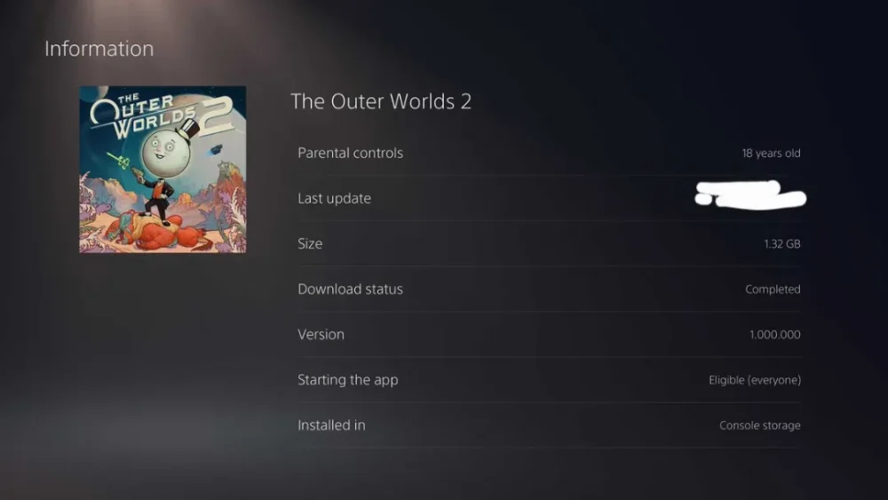 حجم بسیار پایین نسخه فیزیکی بازی The Outer Worlds 2 روی پلی استیشن 5