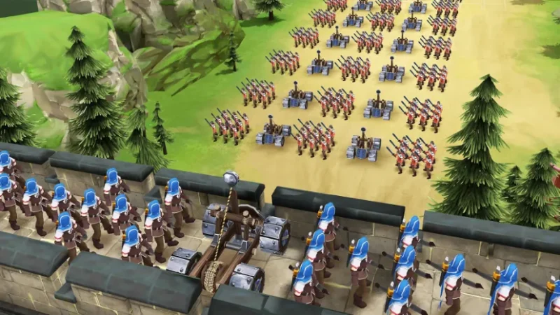 حمله به دشمنان از بالای قلعه در بازی موبایل Kingdom Clash