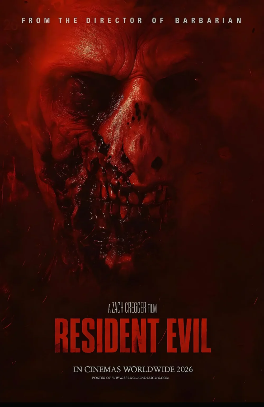 چهره ترسناک و خونآلود یک موجود در فیلم رزیدنت اویل (Resident Evil)