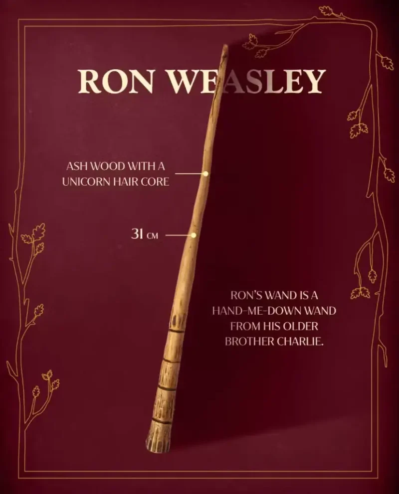 چوبدستی جادویی رون ویزلی (Ron Weasley) ساخته شده از چوب خاکستر با هسته موی تکشاخ