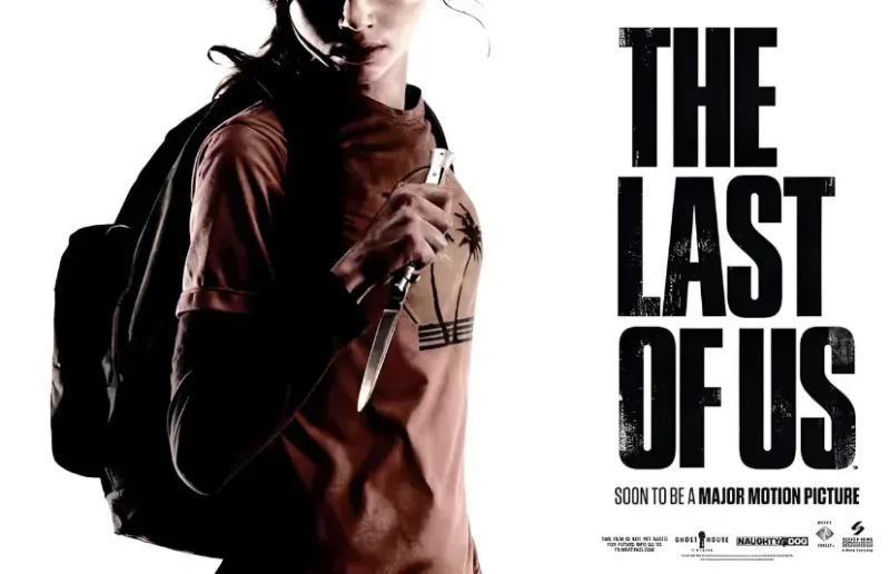شخصیت الی در پوستر فیلم The Last of Us با کولهپشتی و چاقو x