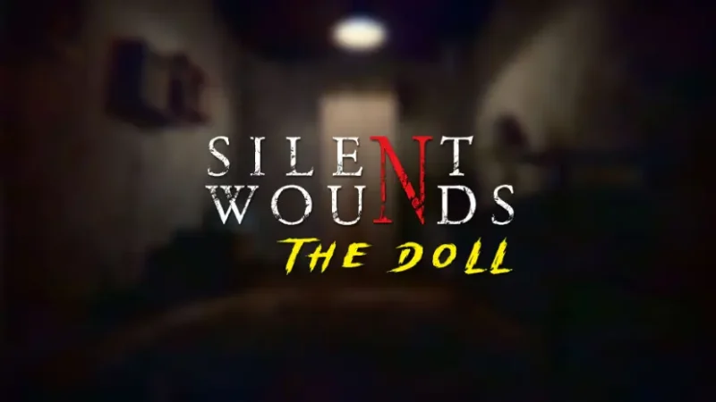لوگوی بازی ترسناک Silent Wounds: The Doll با فونت سفید و قرمز
